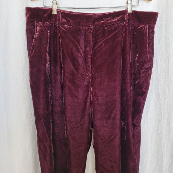 LOFT Burgundy Rayon Velvet Pants Women's Size 16 LUXURY! - Picture 2 of 8